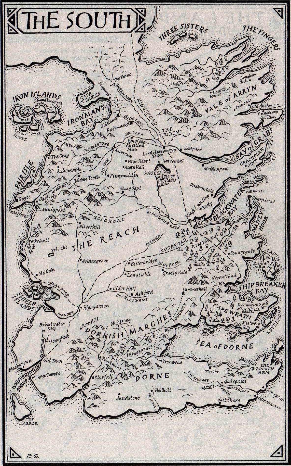 نقشه جنوب قلمرو هفت پادشاهی